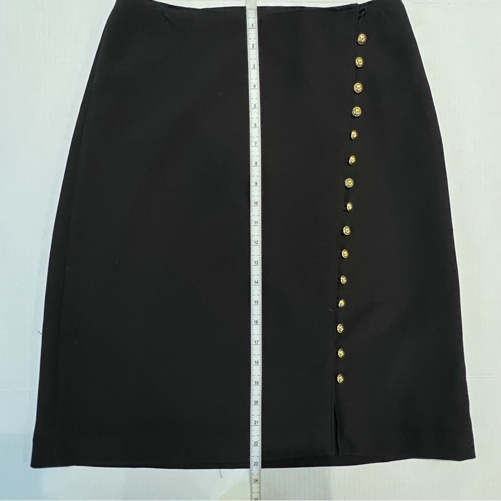 Talbots Black Pencil Skirt Gold Buttons Down The Front size 4 - Picture 7 of 10